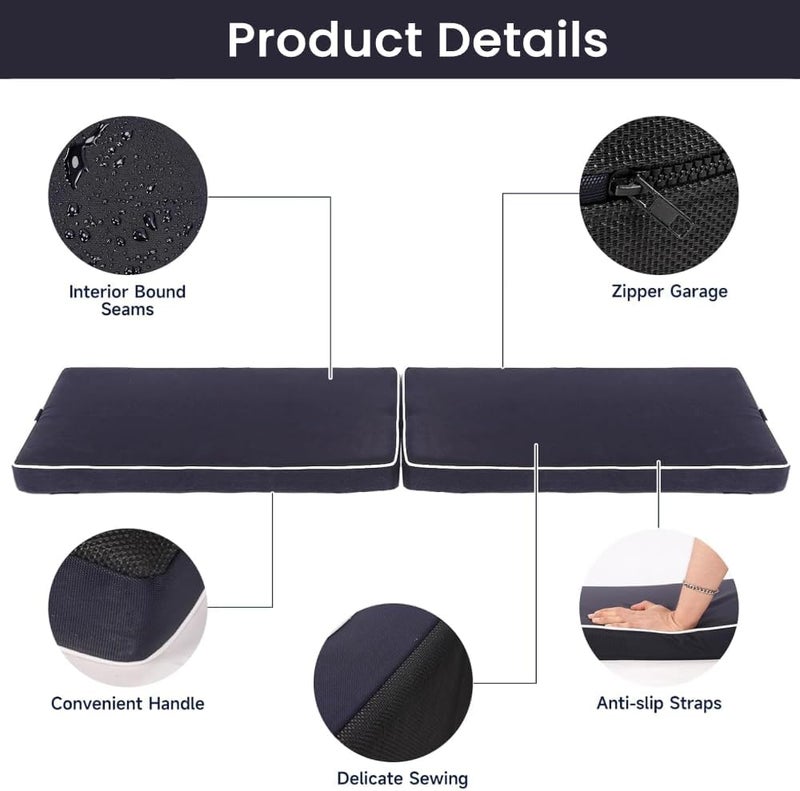 STenkl-D Boat Seat Cushion, Waterproof PU Leather Boat Bench/Seat Cushions, High Density Thick Sponge Bench Cushion, Removable Boat Seat Mat Soft(Length 56" x Width 15.6" x Height 2.8") - Image 3